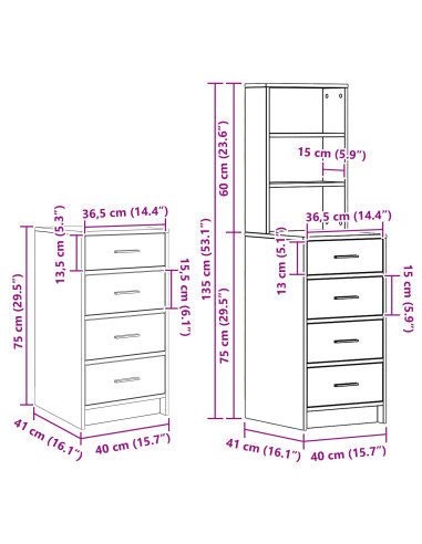 Tavolo da Trucco 3 pcs Rovere Nero Legno multistrato