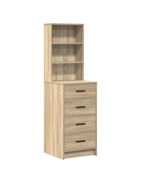 Set da Toeletta di 3 Pezzi vitaXL con LED in Legno Ingegnerizzato Rovere Sonoma