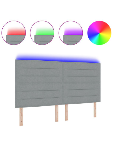 Testiera LED con testiera Grigio chiaro 180 cm Poliestere