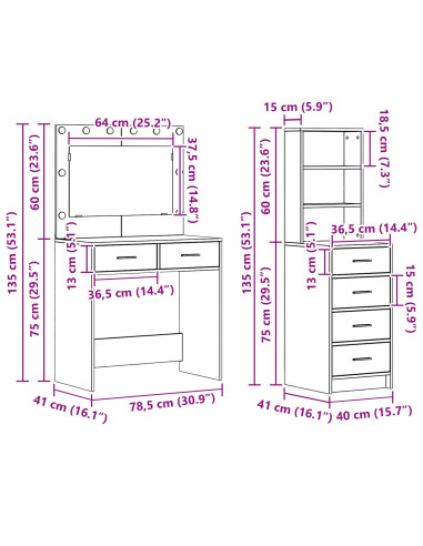 Tavolo da Trucco Marrone 78.5 x 41 x 135 cm Legno multistrato