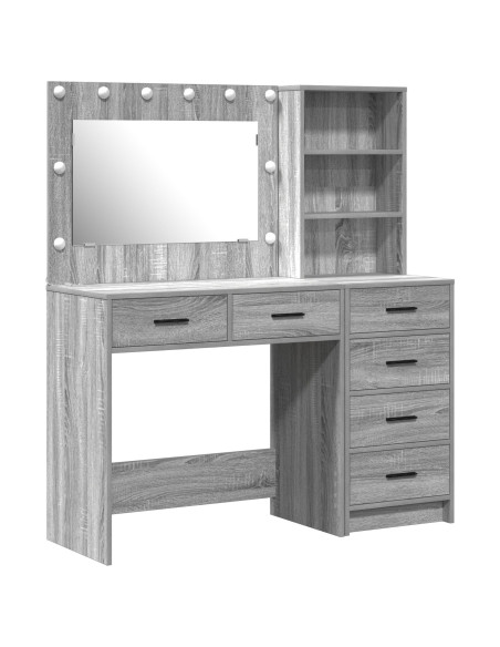 Set di 2 tolette  con LED in legno ingegnerizzato grigio sonoma