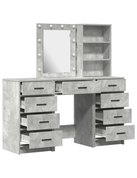 Set da Toeletta in 3 Pezzi con LED - Grigio Cemento Legno Ingegnerizzato