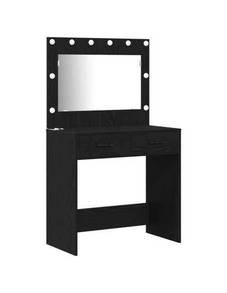 Set da toeletta a 2 pezzi con LED in legno ingegnerizzato nero