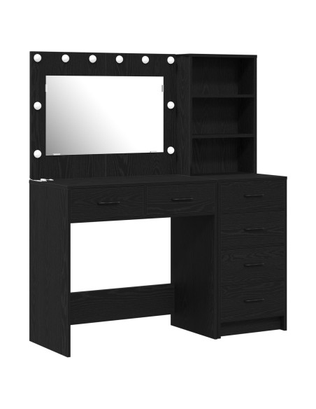 Set da toeletta a 2 pezzi con LED in legno ingegnerizzato nero