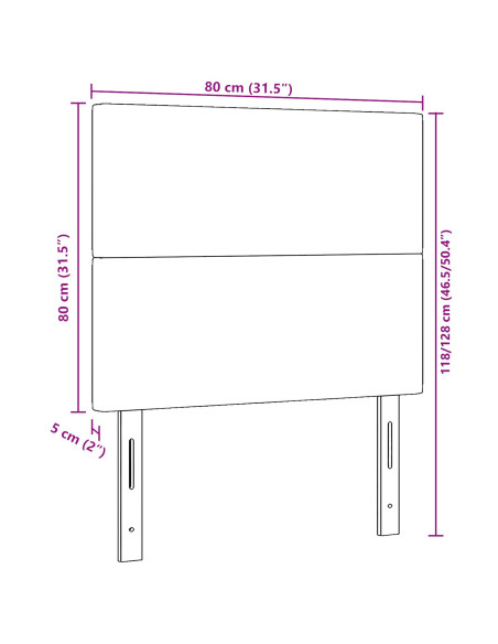Testiera con testiera Grigio Verde Chiaro 80 cm Pelle Sintetica
