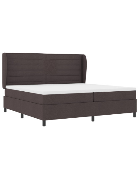 Letto con Rete e Materasso Marrone Scuro 200x200 cm Tessuto