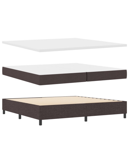Letto con Rete e Materasso Marrone Scuro 200x200 cm Tessuto