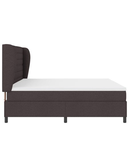 Letto con Rete e Materasso Marrone Scuro 200x200 cm Tessuto