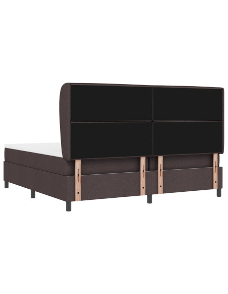Letto con Rete e Materasso Marrone Scuro 200x200 cm Tessuto