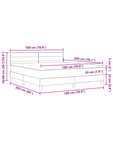 Letto a molle con materasso Nero 180 x 200 cm Tessuto