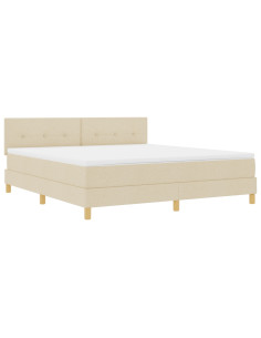 Letto a molle con materasso Crema 180 x 200 cm Tessuto 2
