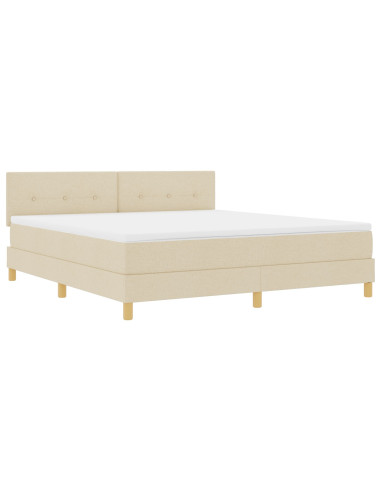 Letto a molle con materasso Crema 180 x 200 cm Tessuto