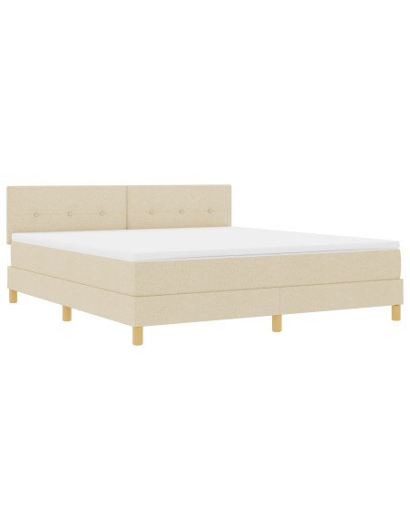 Letto box spring con materasso panna 180x200 cm tessuto