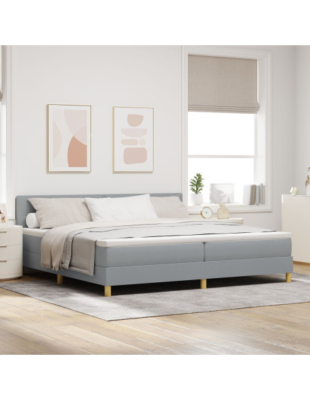 Letto con Box Spring con Materasso Grigio Chiaro 200x200 cm Tessuto