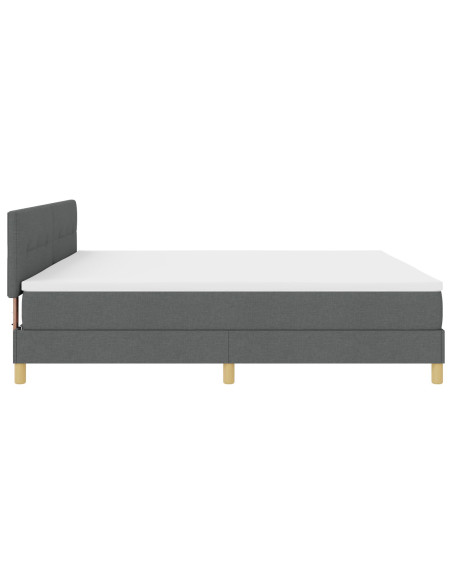 Letto con Box Spring con Materasso Grigio Scuro 200x200 cm Tessuto