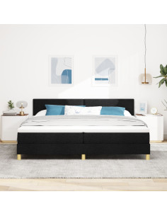 Letto a molle con materasso Nero 200 x 200 cm Tessuto 2