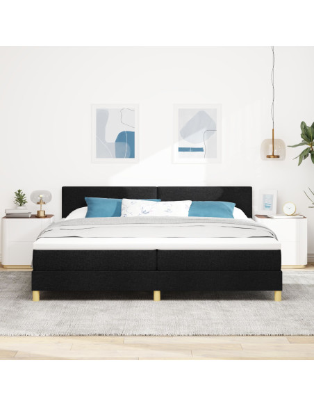 Letto con Box Spring e Materasso Nero 200x200 cm Tessuto