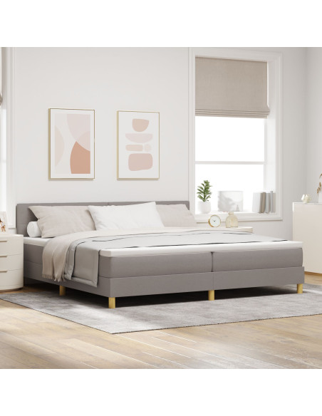 Letto con Box Spring Materasso Tortora 200x200 cm Tessuto