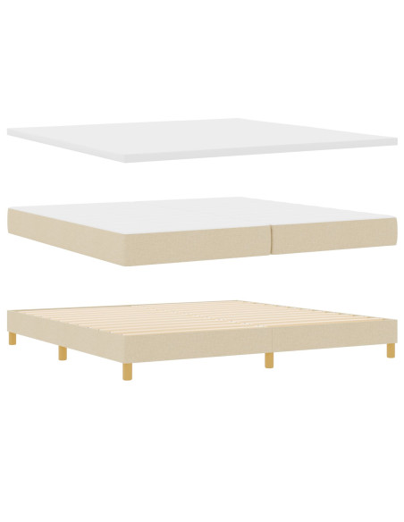Letto a molle con materasso Crema 200 x 200 cm Tessuto