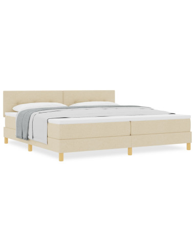 Letto a molle con materasso Crema 200 x 200 cm Tessuto