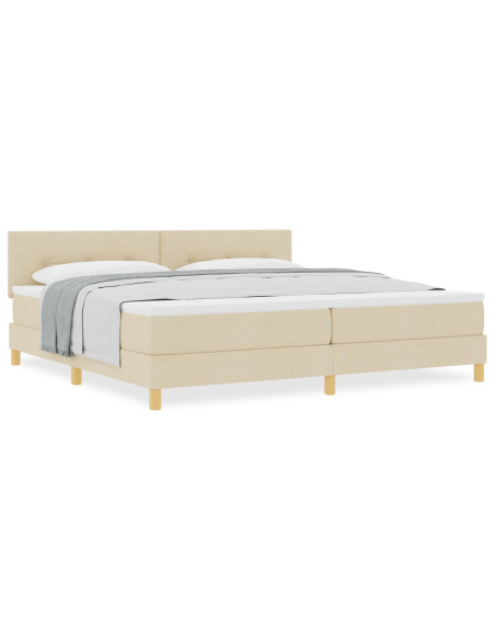 Letto a molle con materasso Crema 200 x 200 cm Tessuto