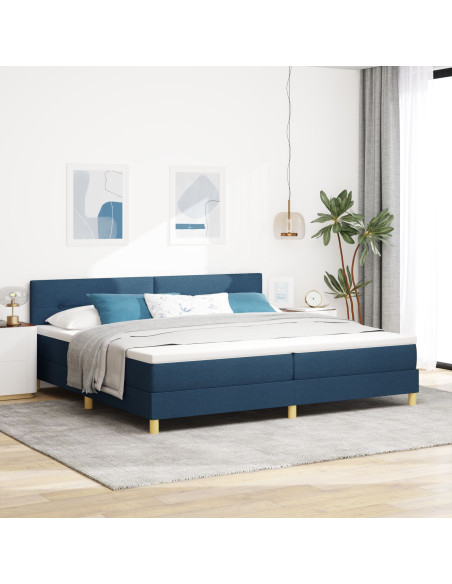 Letto Box Spring con Materasso Blu 200x200 cm Tessuto