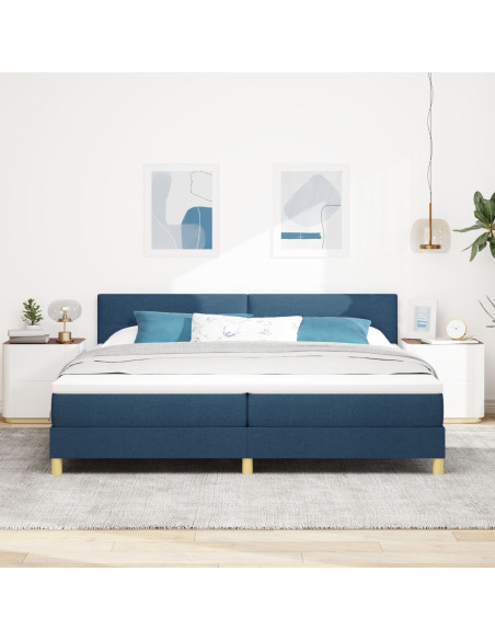 Letto Box Spring con Materasso Blu 200x200 cm Tessuto