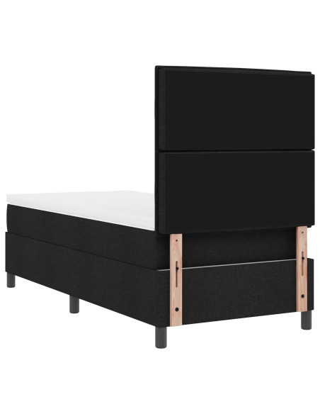 Letto box spring con materasso Nero 90x200 cm Tessuto