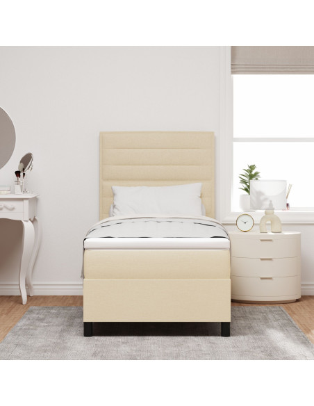 Letto con Box Spring  e Materasso Crema 90x200 cm Tessuto