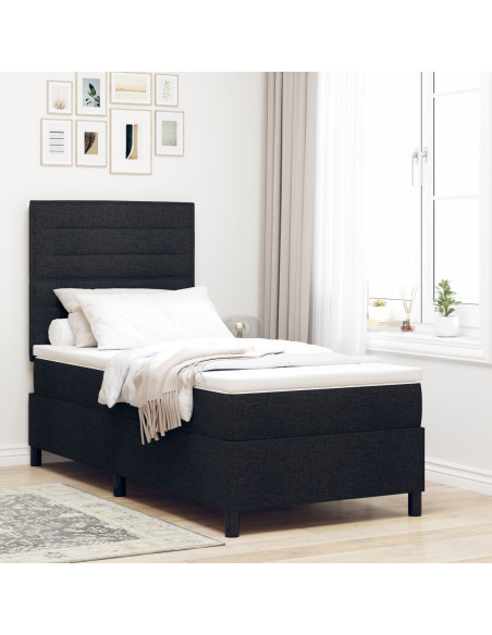 Letto con Rete a Molle  Nero 100x200 cm Tessuto