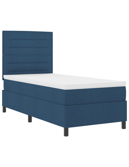 Letto con rete a doghe e materasso blu 100x200 cm in tessuto