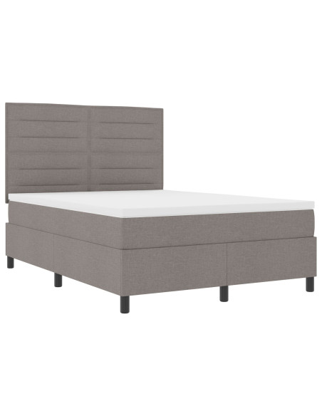 Letto con Box Spring  con Materasso Tortora 140x190 cm Tessuto