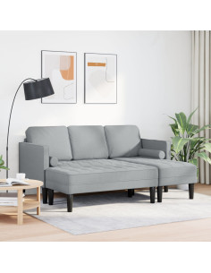 Set di divani con cuscino 2 pcs Grigio chiaro Poliestere 2