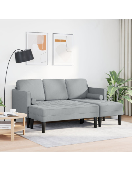 Set di divani con cuscino 2 pcs Grigio chiaro Poliestere