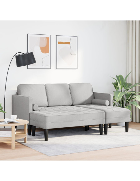 Set di divani a 2 pezzi con cuscini in tessuto grigio nuvola