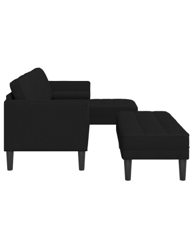 Set di divani con cuscino 2 pcs Nero Poliestere