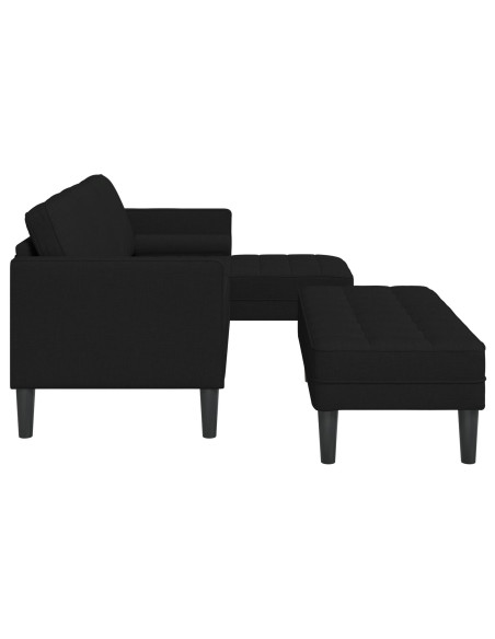 Set di divani 2 pezzi con cuscini in tessuto nero