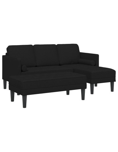 Set di divani con cuscino 2 pcs Nero Poliestere