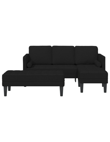 Set di divani 2 pezzi con cuscini in tessuto nero