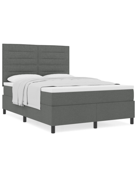 Letto con rete a molle grigia scura e materasso 140x200 cm in tessuto