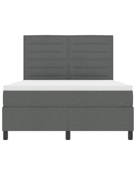 Letto con rete a molle grigia scura e materasso 140x200 cm in tessuto