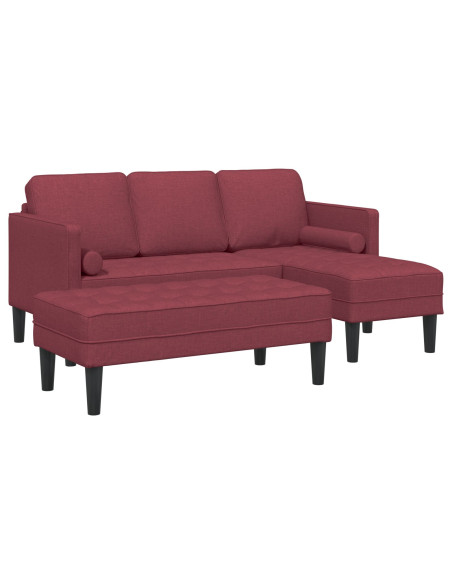 Set divani 2 pezzi con cuscini in tessuto bordeaux
