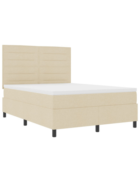 Letto con box spring  con materasso crema 140x200 cm tessuto