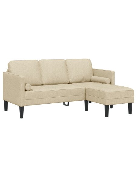 Set Divano  2 Pezzi con Cuscini Tessuto Panna