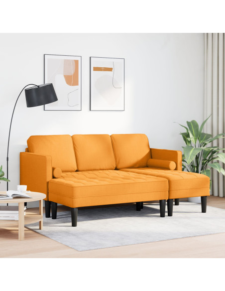 Set di divani da 2 pezzi con cuscini in tessuto giallo scuro