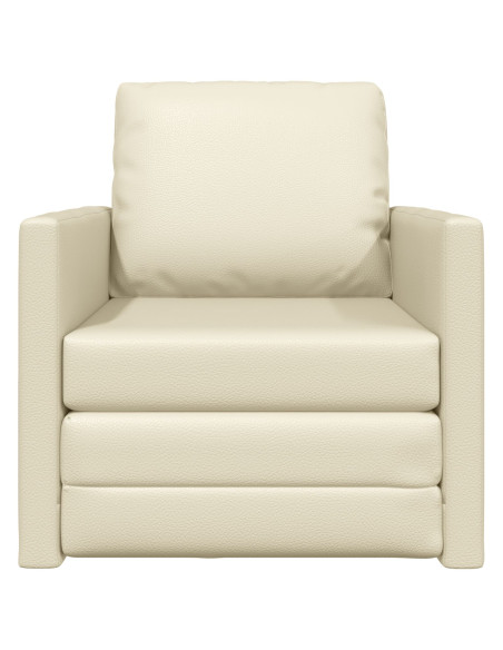 Divano Letto 2-in-1 Panna 74x77x81 cm in Pelle Sintetica