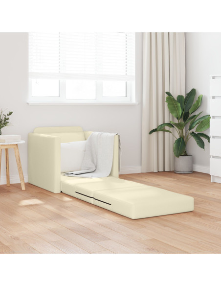 Divano Letto 2-in-1 Panna 74x77x81 cm in Pelle Sintetica