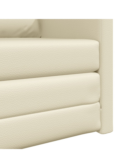 Divano Letto 2-in-1 Panna 74x77x81 cm in Pelle Sintetica