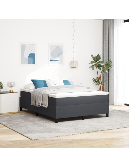 Letto con Rete a Molla e Materasso Grigio Scuro 140x200 cm Tessuto Corduroy