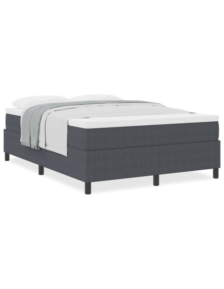 Letto con Rete a Molla e Materasso Grigio Scuro 140x200 cm Tessuto Corduroy